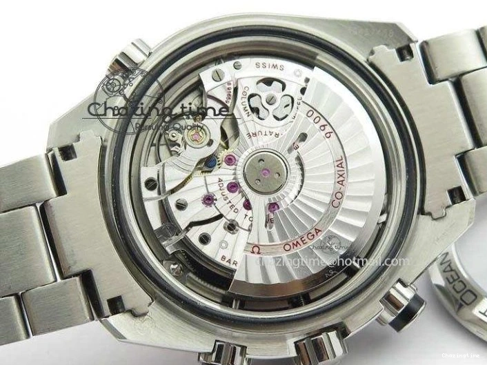 0413 Sustainable Planet Ocean Master Chronometer Chrono SS OM 1:1 Best Edition Black Dial On SS Bracelet A 8179